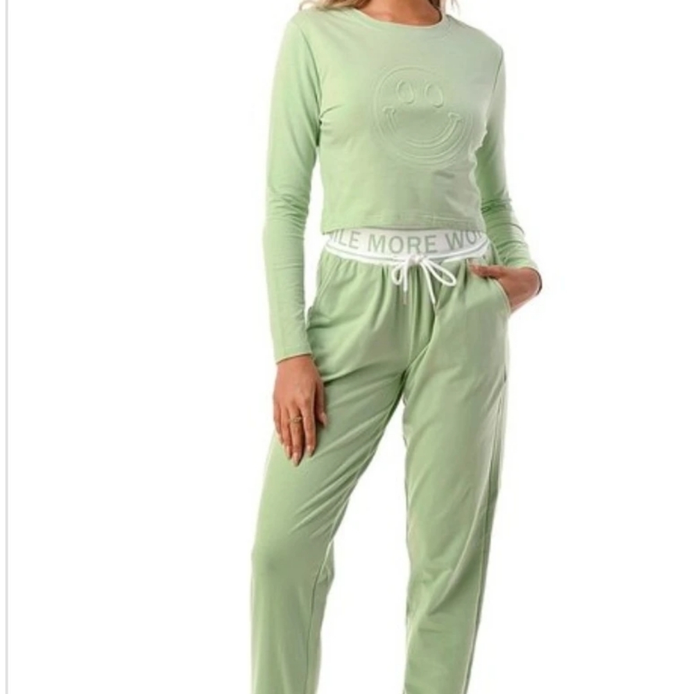 Set Happy Face Green Apple